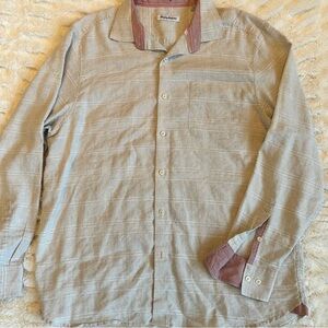 Tommy Bahama Linen Button Down Shirt Off-White Long Sleeve Textured Men’s Sz XL